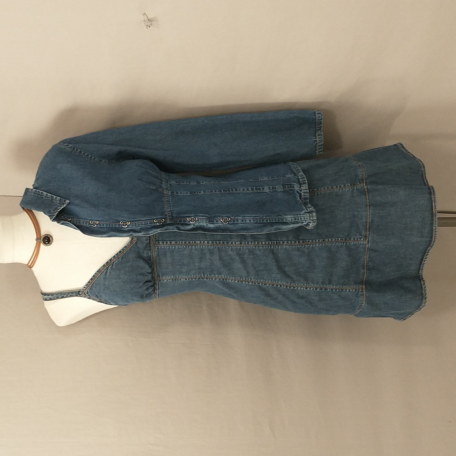 Sexy Denim Short Dress W Feminine Jean Jacket Sleeveless Sundress Blue Jean 6/M